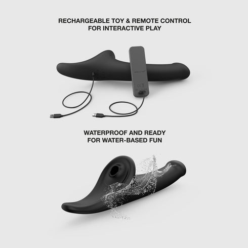 Multi Orgasm Realistic Dildo - Remote Controlled - Black - strap-on-me®