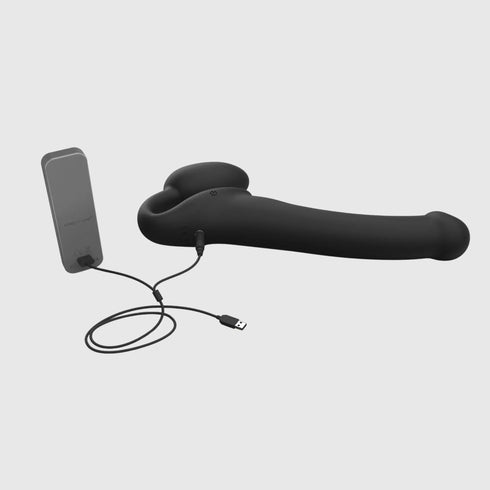 USB Double Head Charger Vibrating Bendable Strap-on - Rechargeable Remote