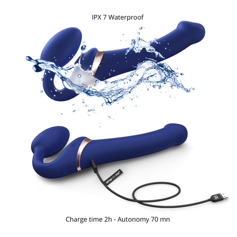 Vibrating Multi Orgasm Bendable Strap-on Color Blue
