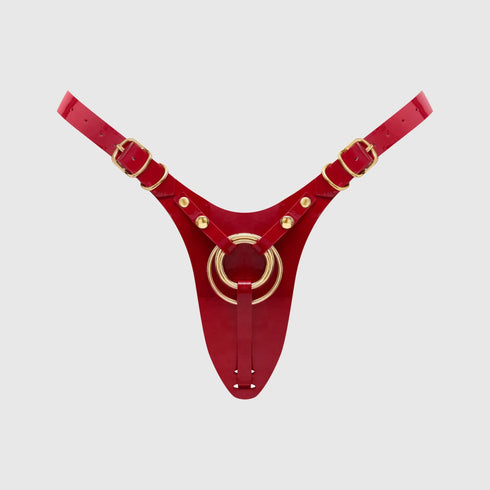 Pegging Harness in Faux Leather – Fabulous Red Glossy – strap-on-me®