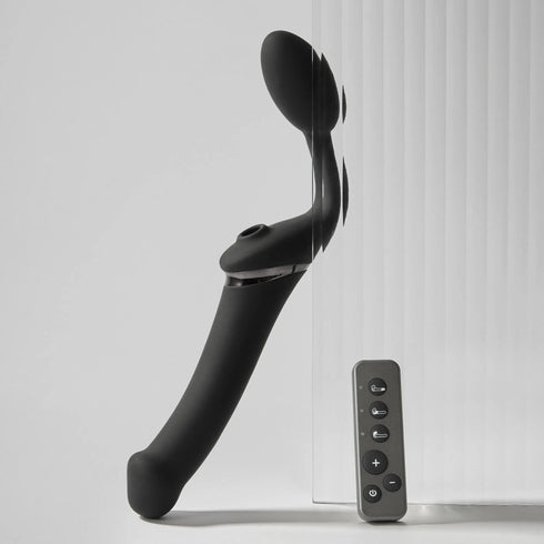 Vibrating Multi Orgasm Bendable Strap-On - New version - Black