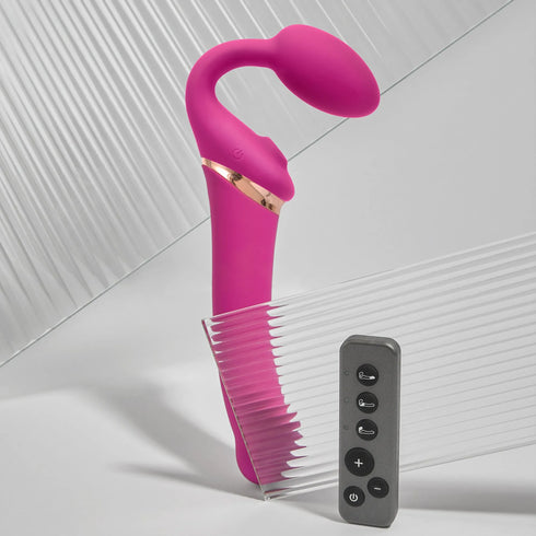 Vibrating Multi Orgasm Bendable Strap-On - New version - Fuschia