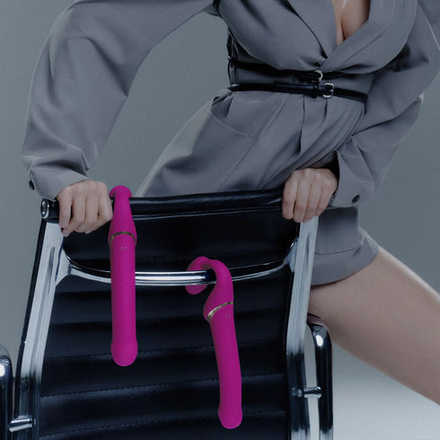 Vibrating Multi Orgasm Bendable Strap-On - New version - Fuschia