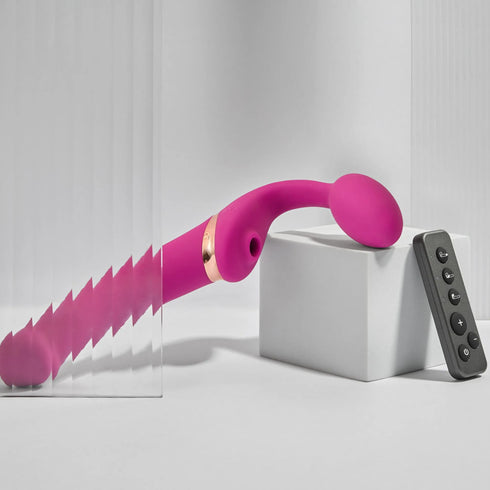Vibrating Multi Orgasm Bendable Strap-On - New version - Fuschia