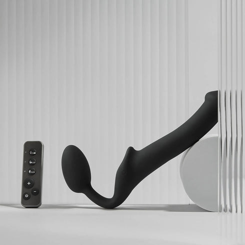 Vibrating Strap-on Remote Controlled 3 Motors - New version - Black