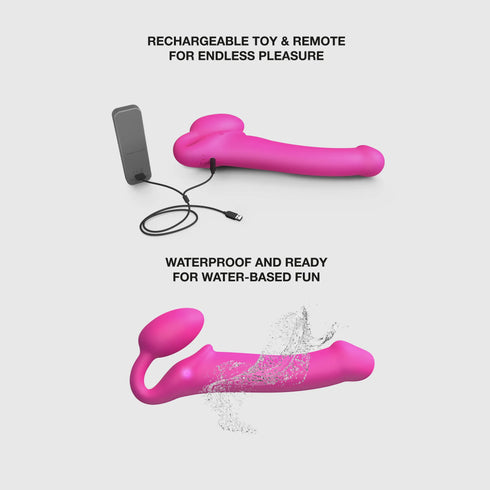 Vibrating Strap-on Remote Controlled 3 Motors - New version - Fuchsia