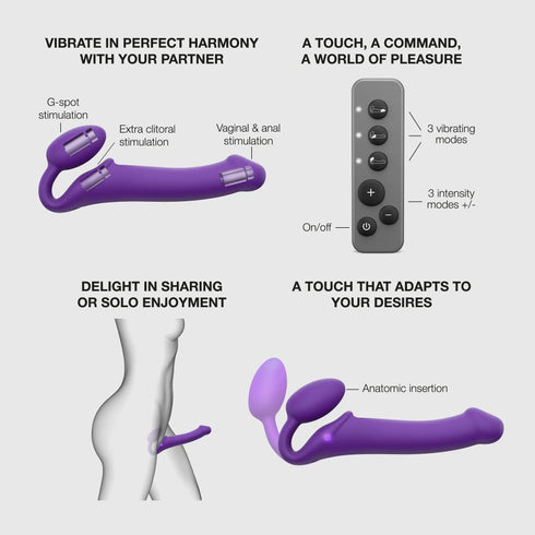 Vibrating Strap-on Remote Controlled 3 Motors - New version - Purple