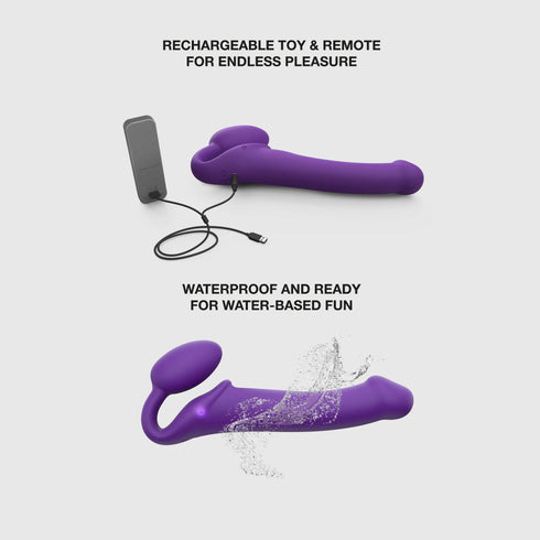 Vibrating Strap-on Remote Controlled 3 Motors - New version - Purple