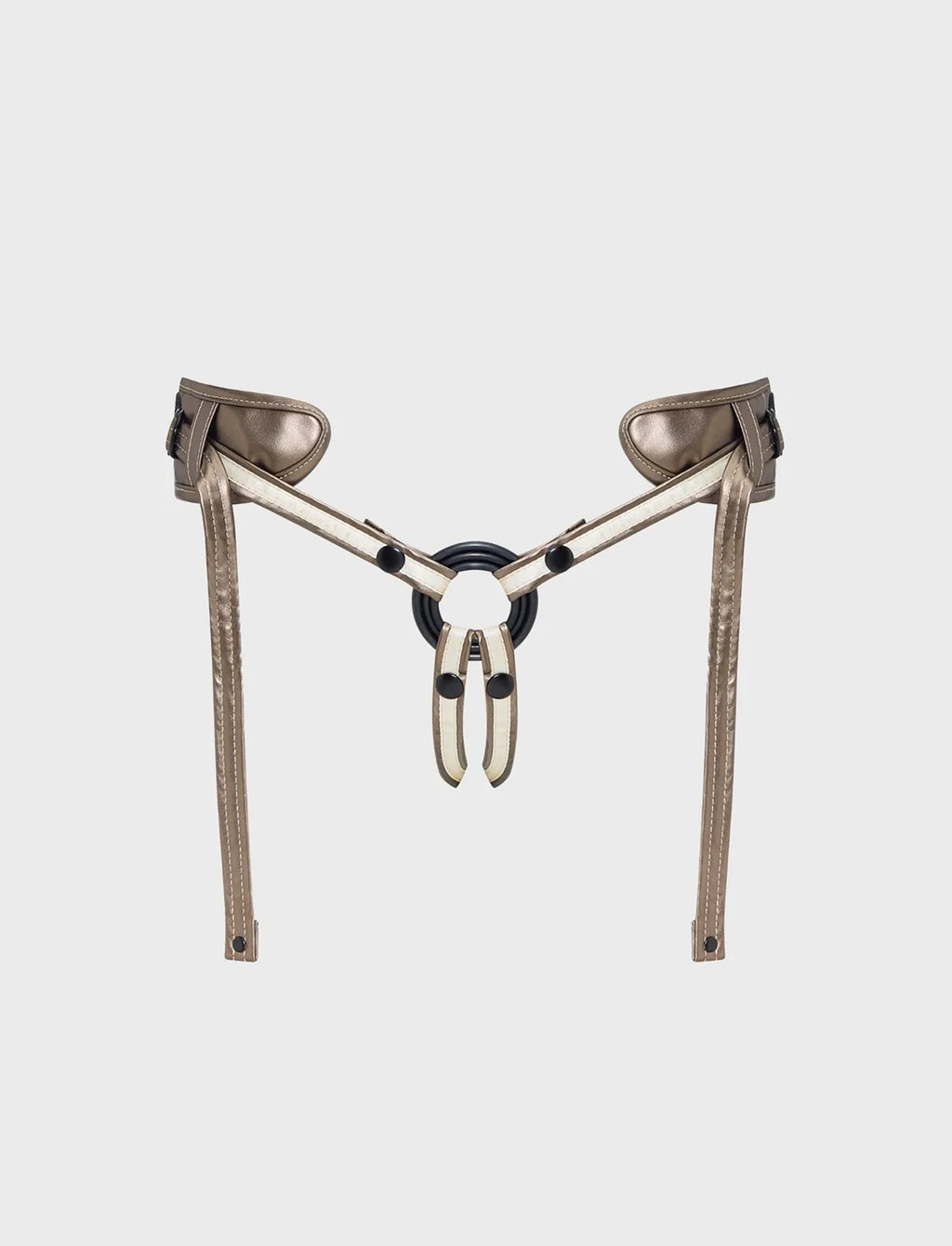 Faux leather harness Strap-on-Me Desirous golden bronze one-size design with adjustable fit for comfortable and elegant wear