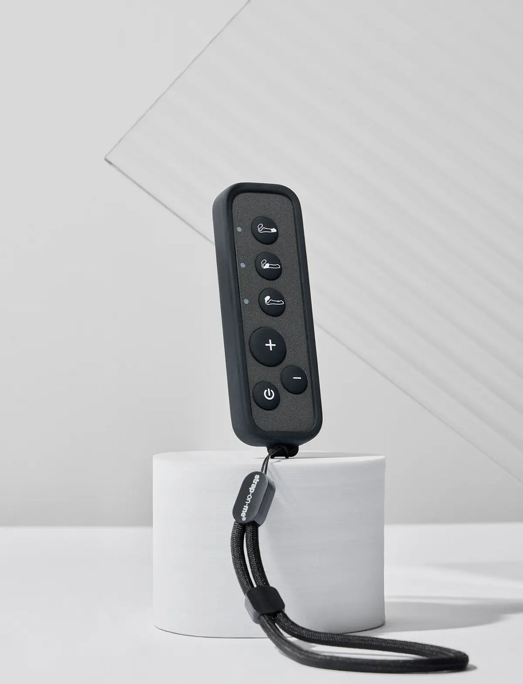 Strap-on-Me remote control attachment designed for secure fastening and convenient hands-free use