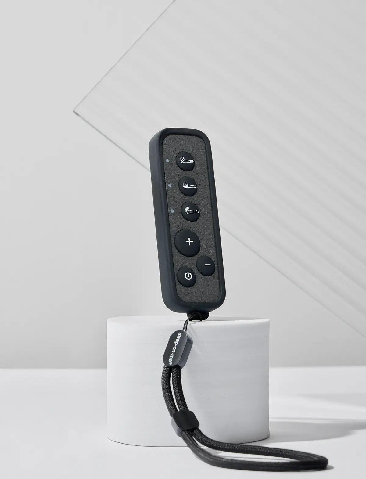 Strap-on-Me remote control attachment designed for secure fastening and convenient hands-free use
