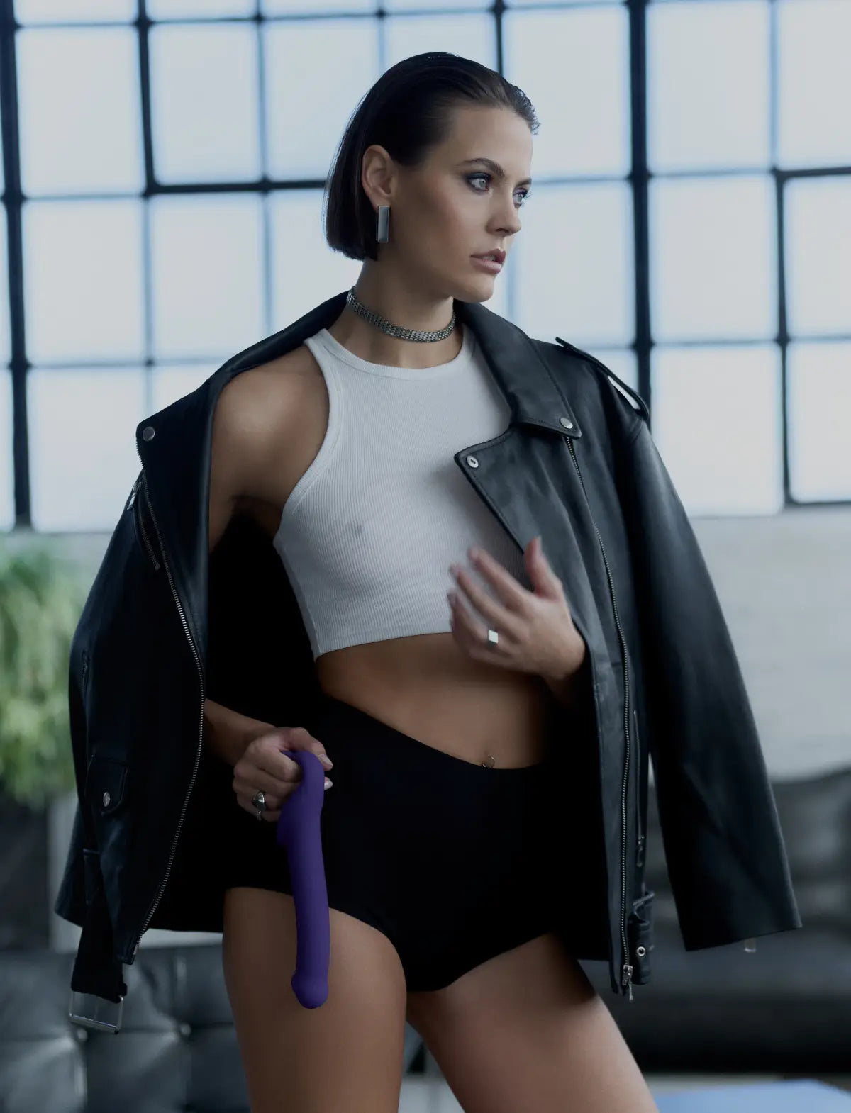 Classic non-vibrating strap-on, new version, violet design, Strap-On-Me collection