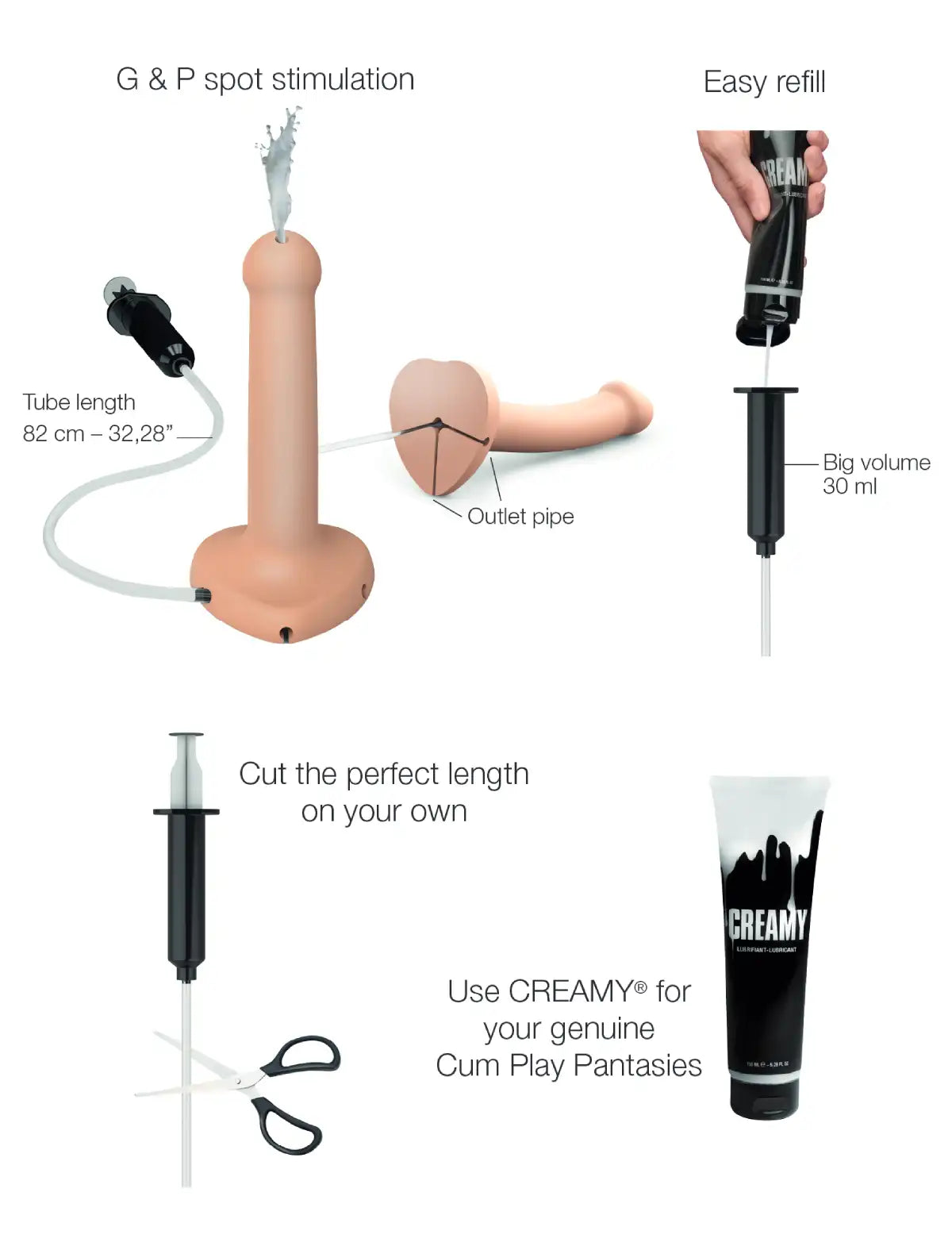 Realistic ejaculating dildo, vanilla design, Strap-On-Me collection