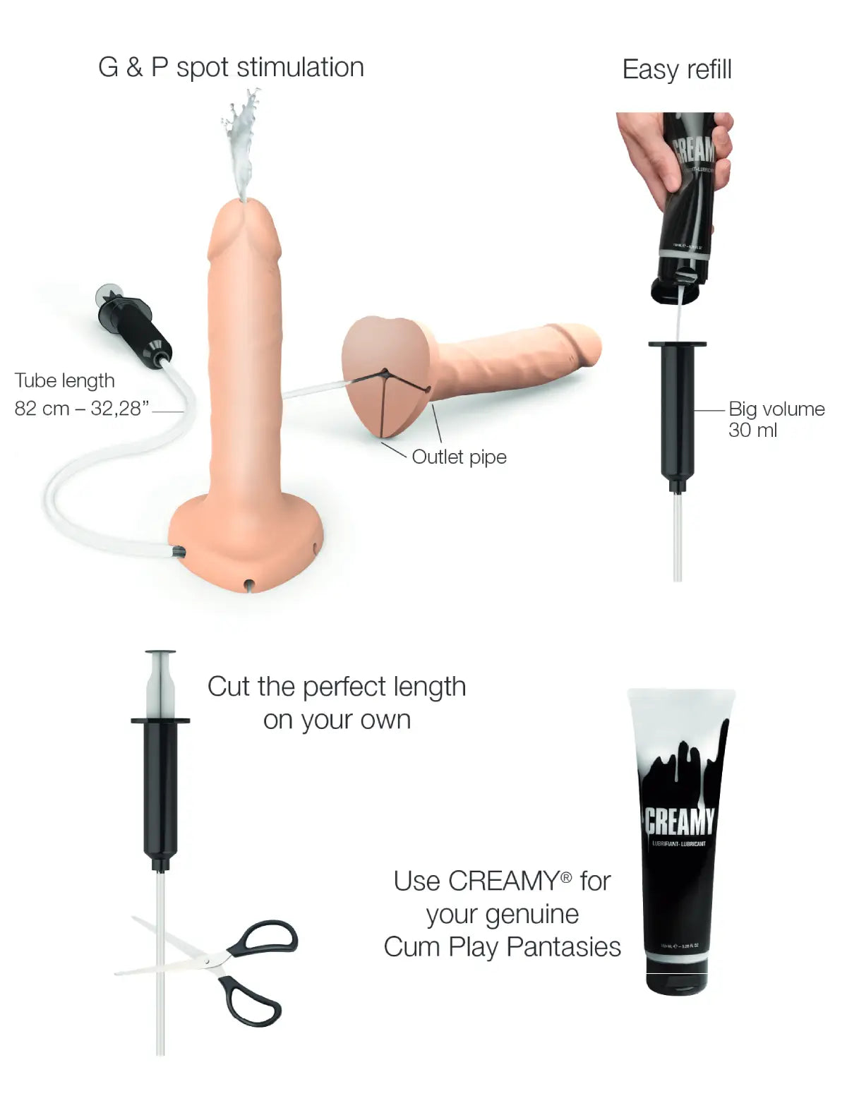 Realistic ejaculating dildo, vanilla design, Strap-On-Me collection