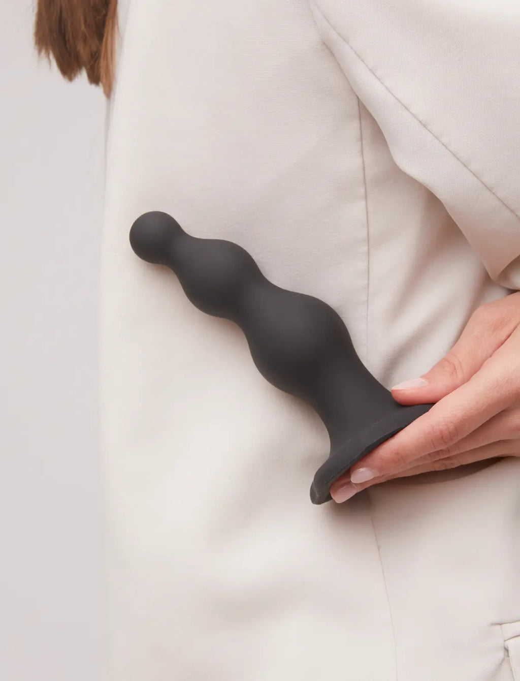 Anal beads plug hybrid dildo, black design, Strap-On-Me collection