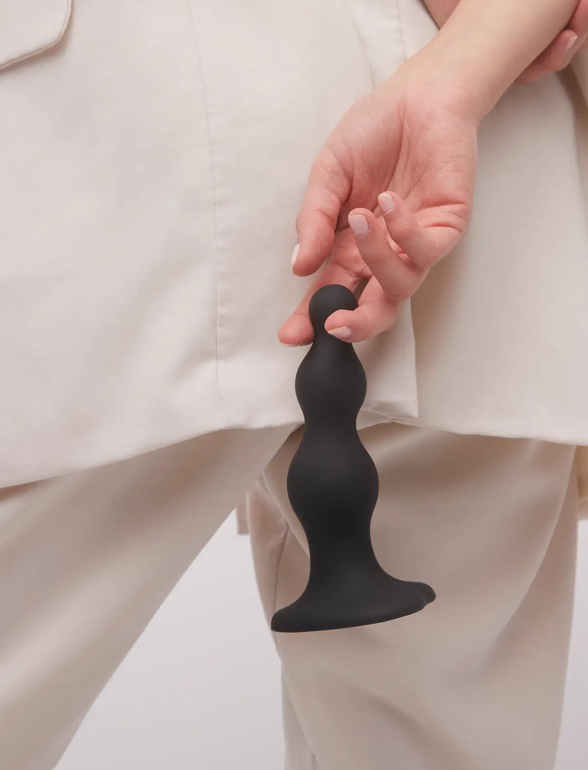 Anal beads plug hybrid dildo, black design, Strap-On-Me collection