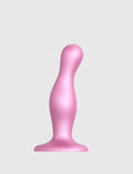 Curved anal plug hybrid dildo, metallic candy pink design, Strap-On-Me collection