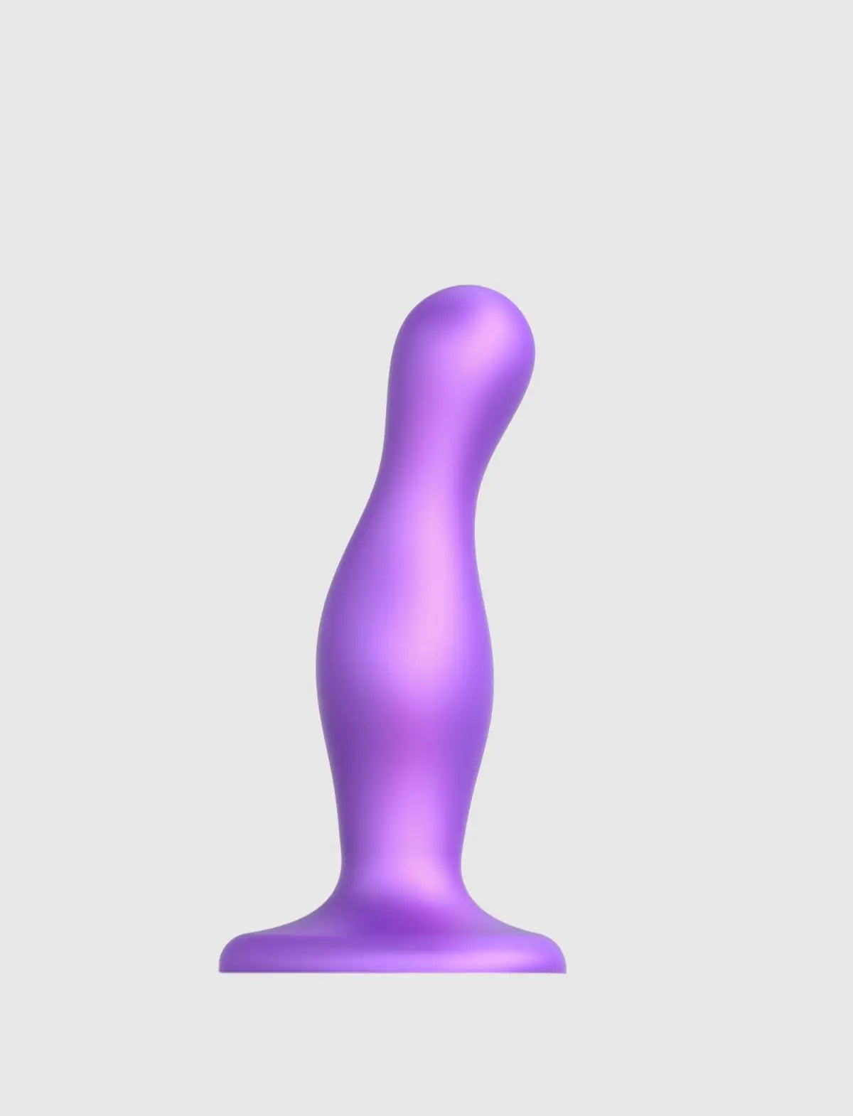 Curved anal plug hybrid dildo, metallic purple design, Strap-On-Me collection