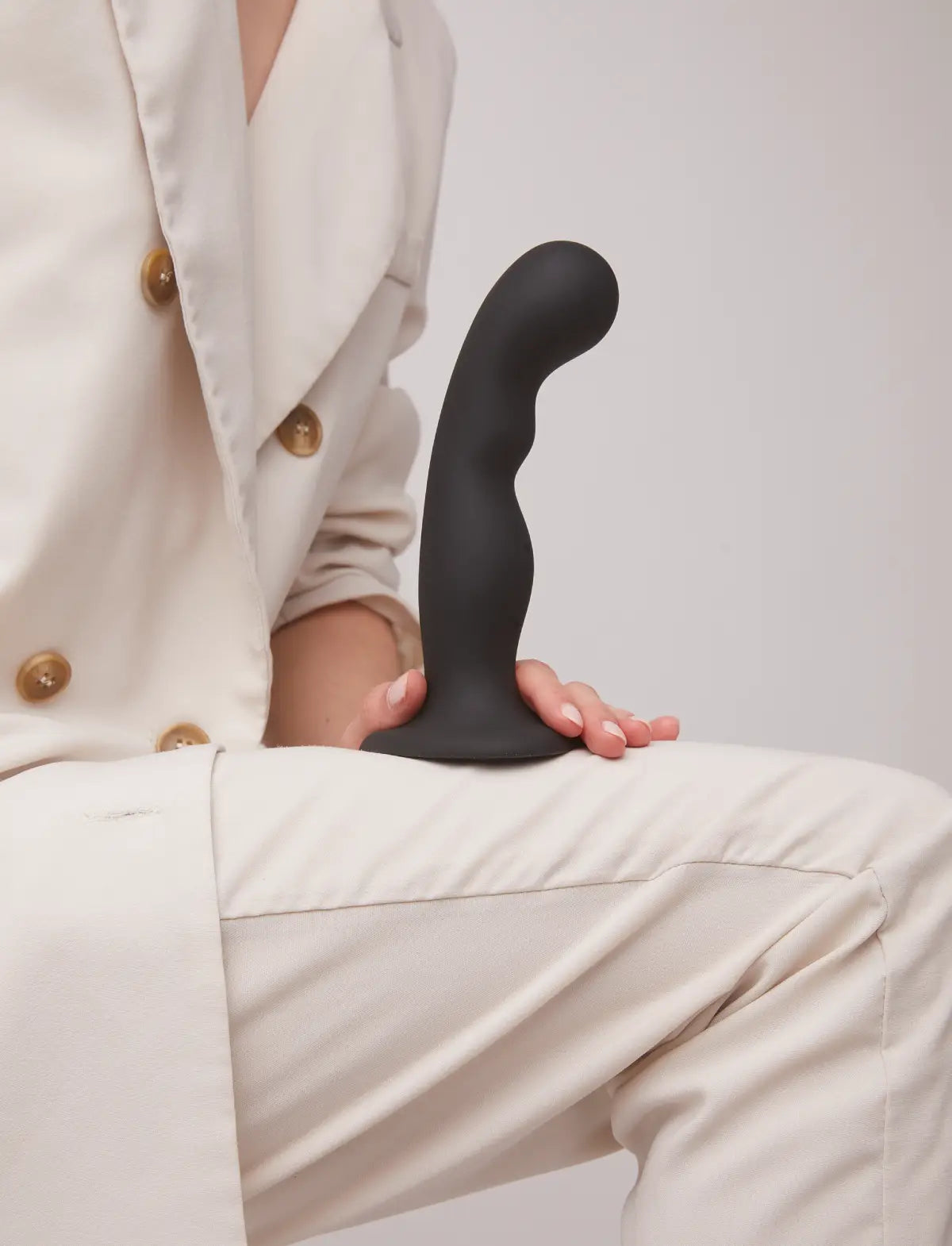 Anal P and G-spot hybrid plug dildo, black design, Strap-On-Me collection
