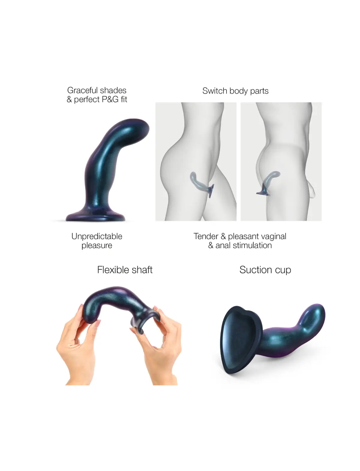 Snaky anal plug hybrid dildo, ergonomic curved design, Strap-On-Me collection