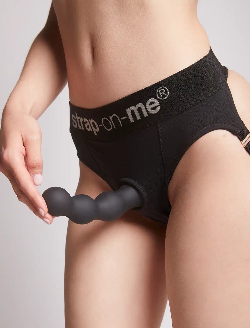 Plug balls hybrid dildo, black design, Strap-On-Me collection