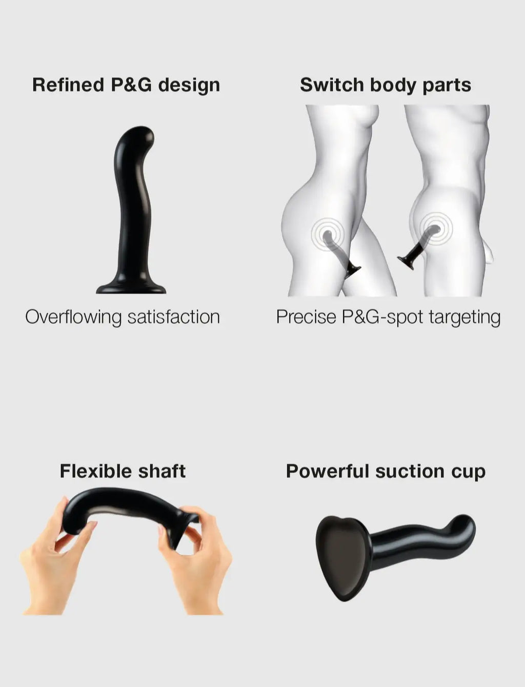 Hybrid dildo with P and G-spot stimulation design, ergonomic shape, Strap-On-Me collection