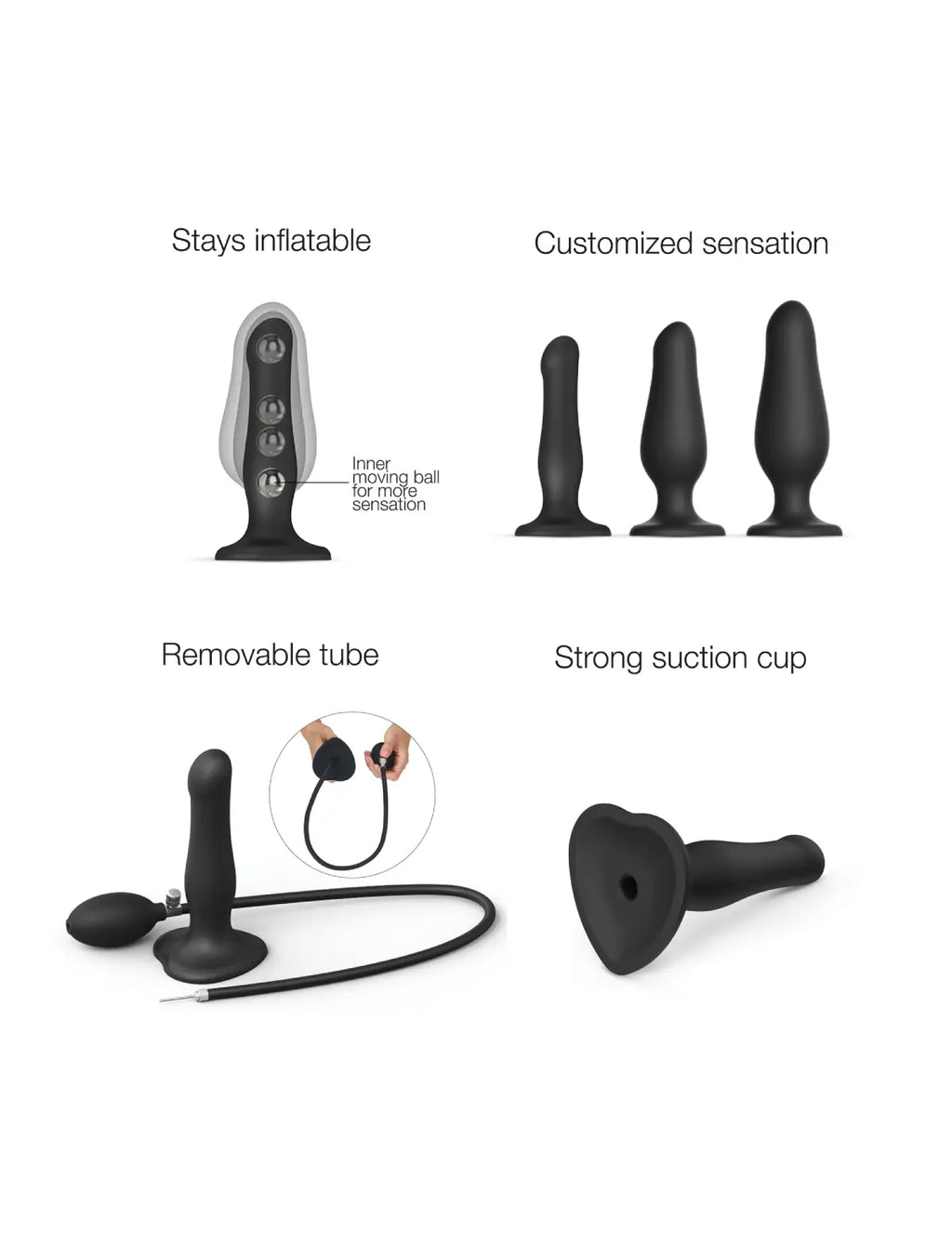 Inflatable anal plug hybrid dildo, ergonomic inflatable design, Strap-On-Me collection