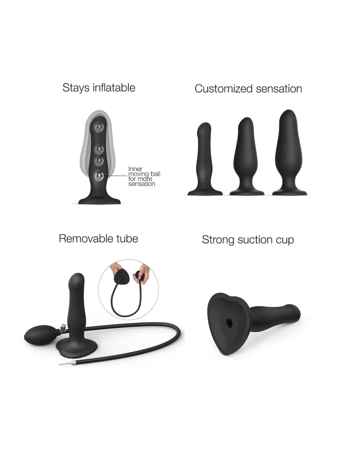 Inflatable anal plug hybrid dildo, ergonomic inflatable design, Strap-On-Me collection
