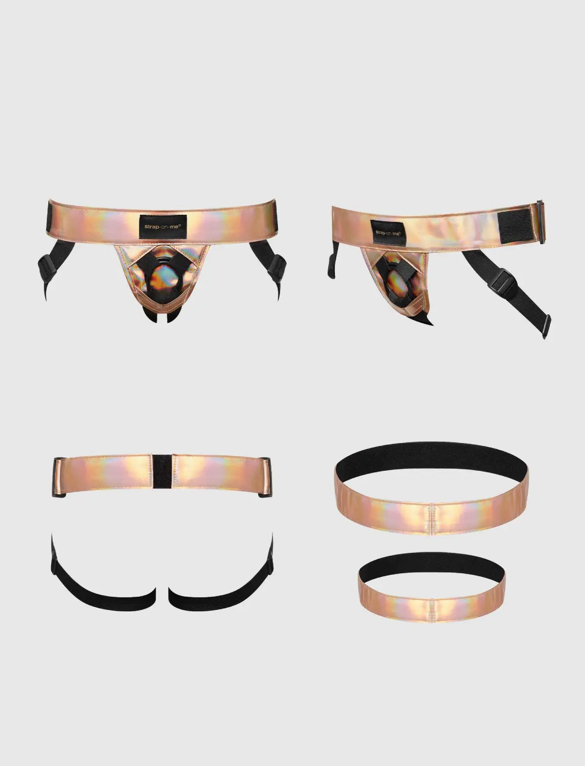 Faux leather harness Strap-on-Me Curious Holographique Rose Gold design with adjustable fit for comfortable and stylish wear