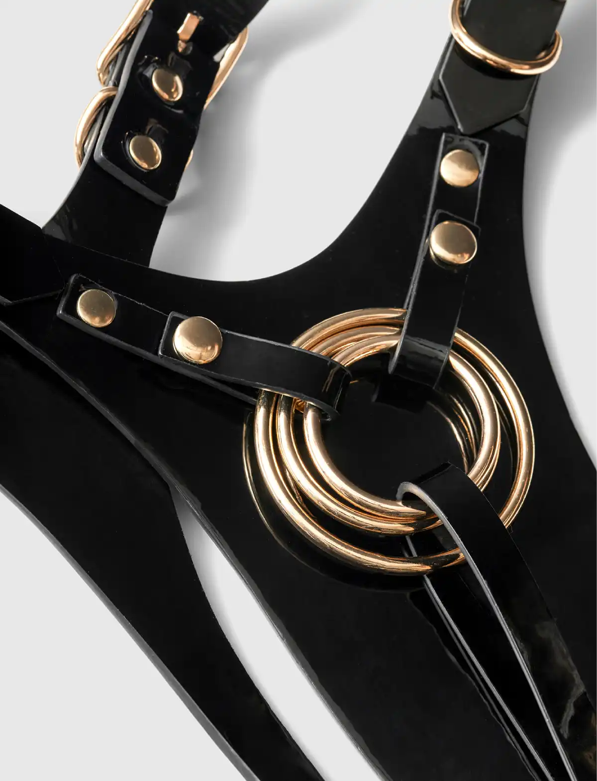 Faux leather harness Strap-on-Me Fabulous glossy black design with adjustable fit for comfortable and stylish wear