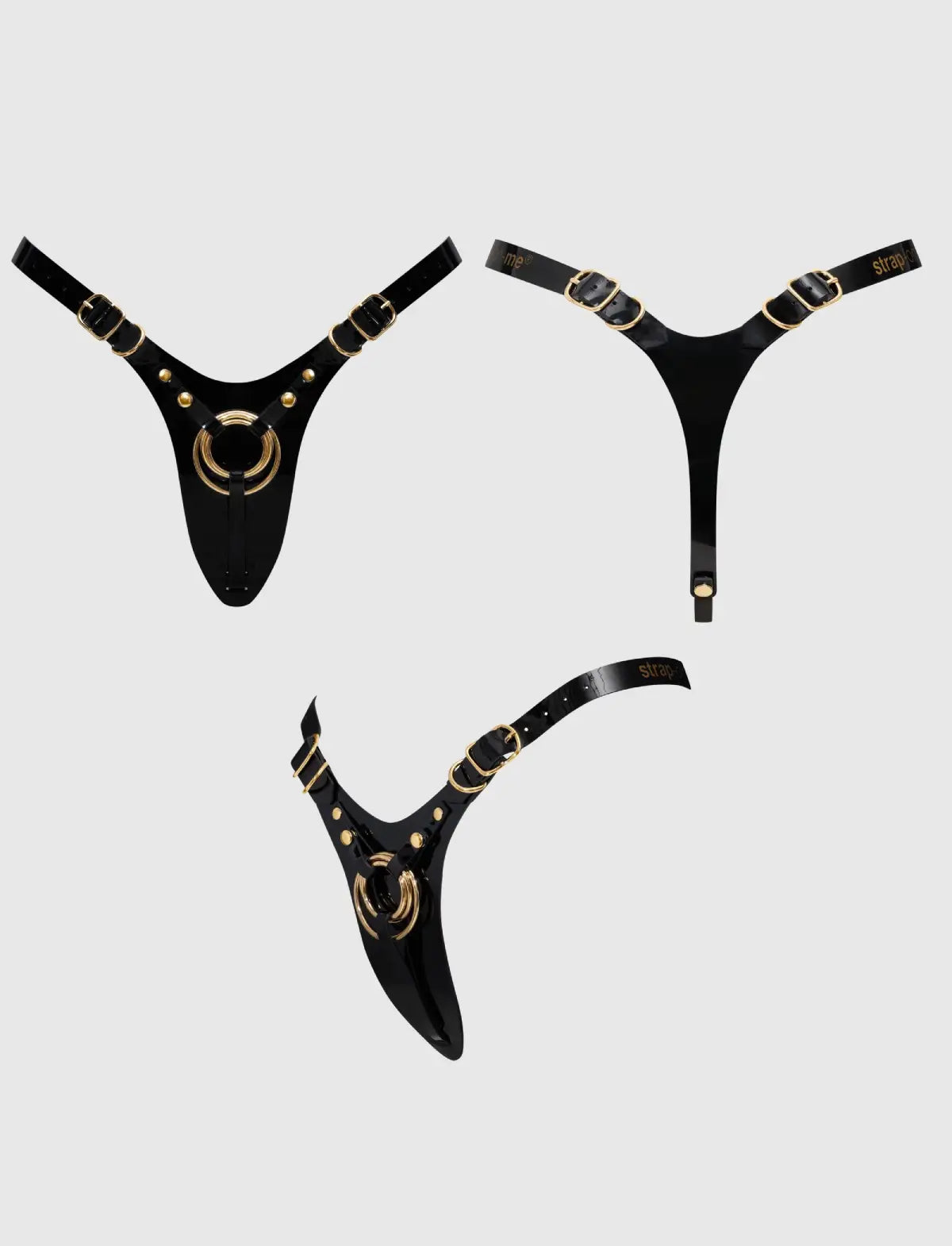 Faux leather harness Strap-on-Me Fabulous glossy black design with adjustable fit for comfortable and stylish wear