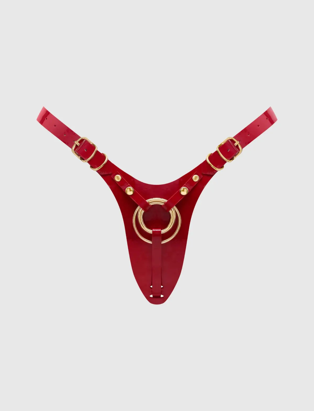 Faux leather harness Strap-on-Me Fabulous glossy red design with adjustable fit for comfortable and stylish wear
