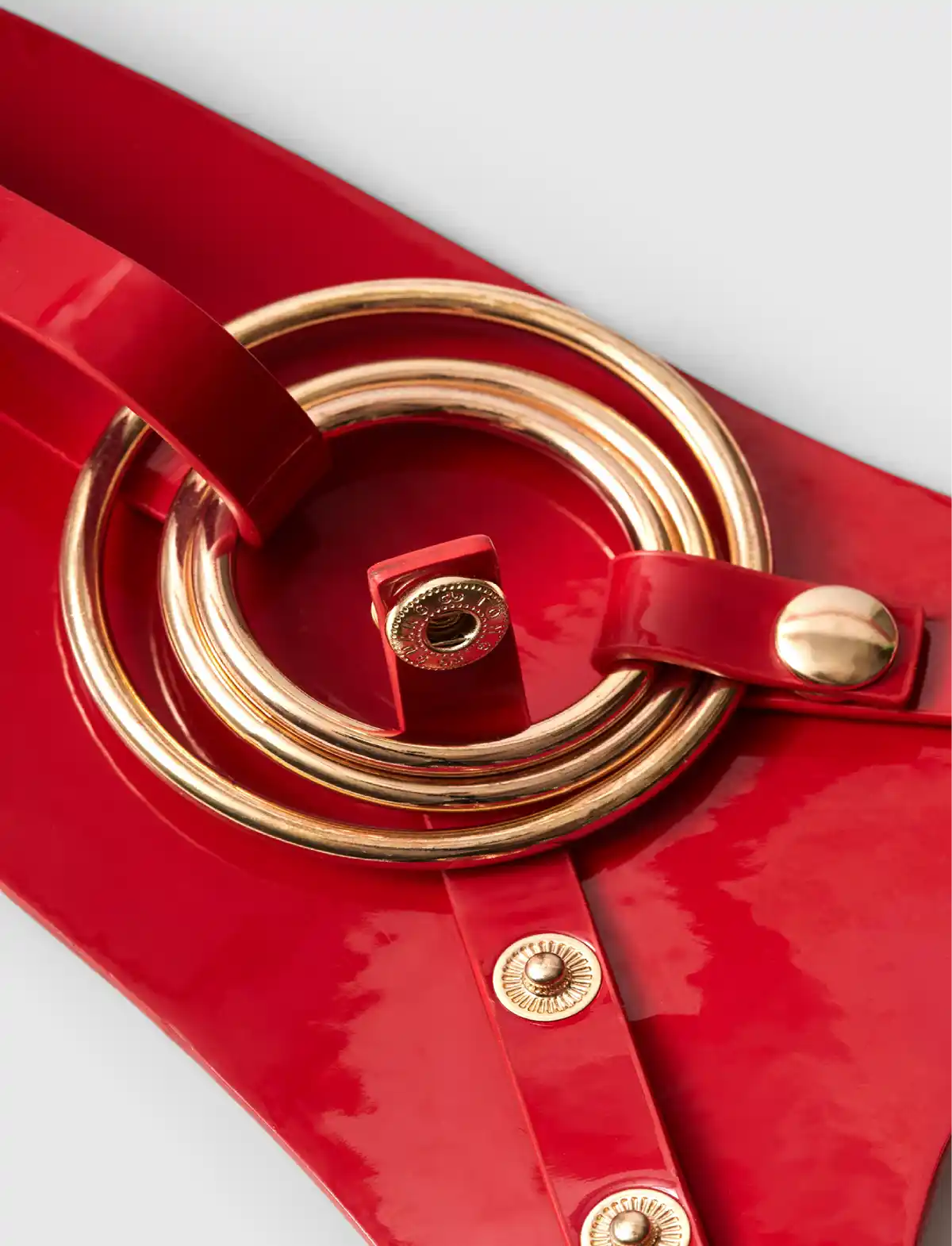 Faux leather harness Strap-on-Me Fabulous glossy red design with adjustable fit for comfortable and stylish wear