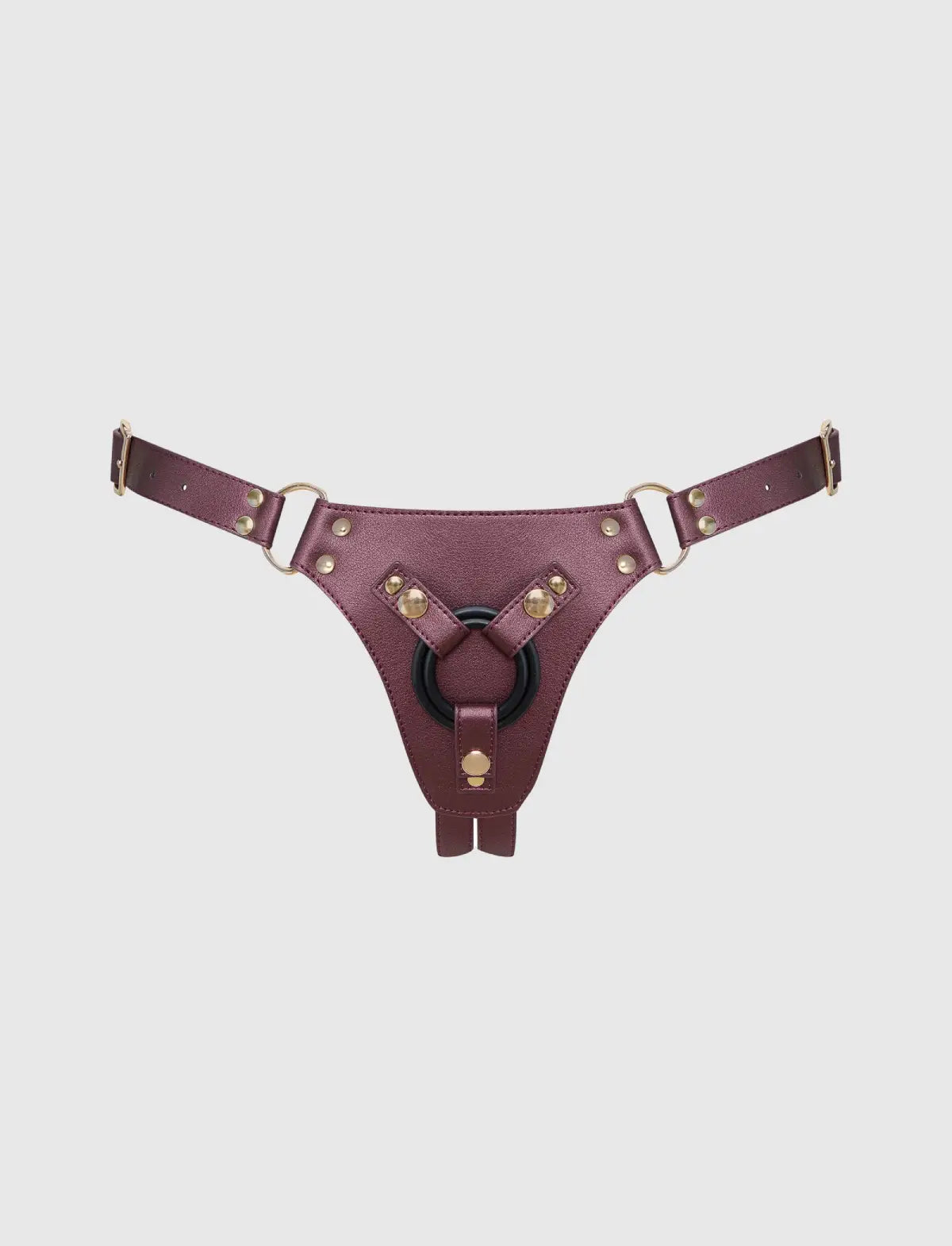 Faux leather harness Strap-on-Me Generous metallic aubergine design with adjustable fit for comfortable and elegant wear