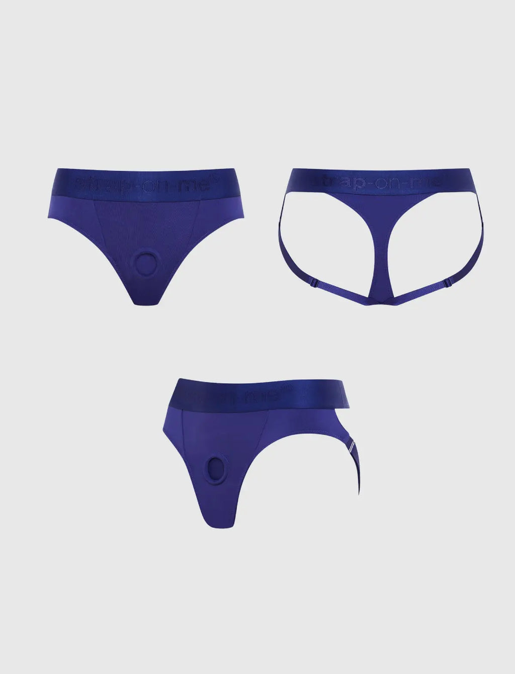 Blue Heroine lingerie harness Strap-on-Me with adjustable fit and bold, elegant design for comfortable wear
