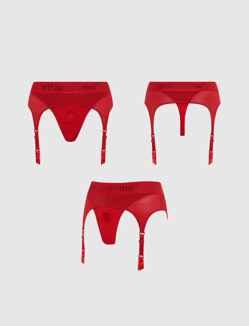 Red Rebel lingerie harness Strap-on-Me with adjustable fit and edgy, stylish design for comfortable wear