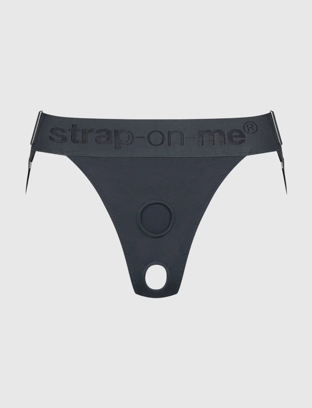 Unique grey lingerie harness Strap-on-Me with adjustable fit and minimalist design for comfortable and elegant wear