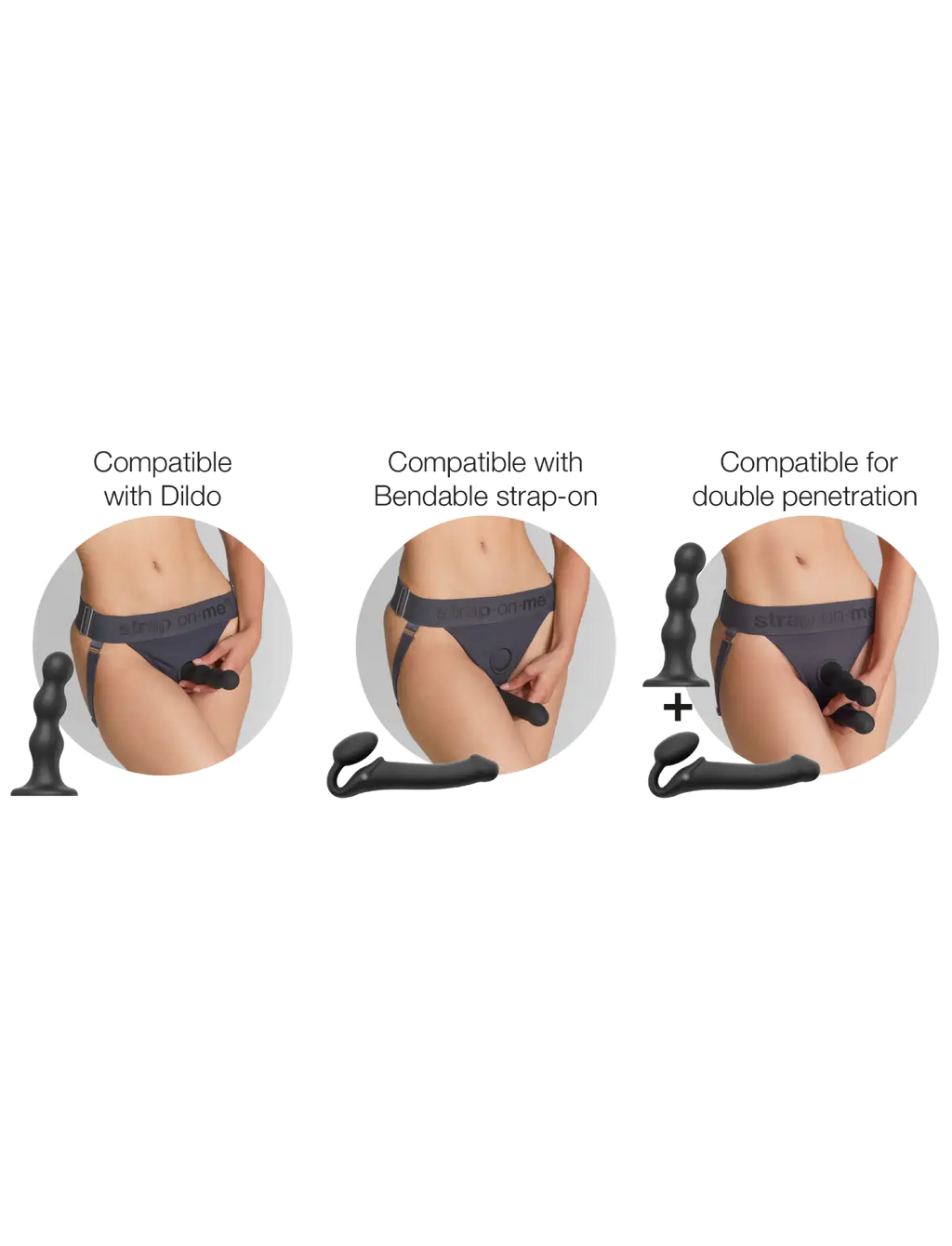 Unique grey lingerie harness Strap-on-Me with adjustable fit and minimalist design for comfortable and elegant wear