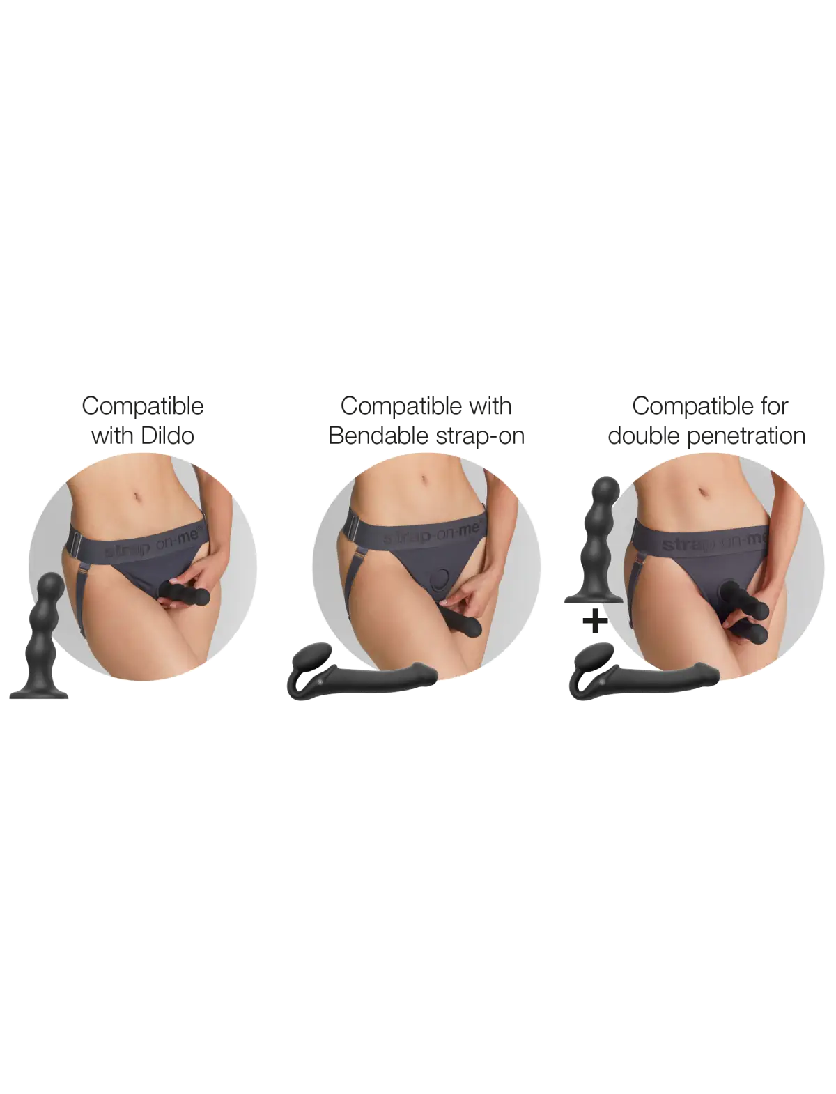 Unique grey lingerie harness Strap-on-Me with adjustable fit and minimalist design for comfortable and elegant wear