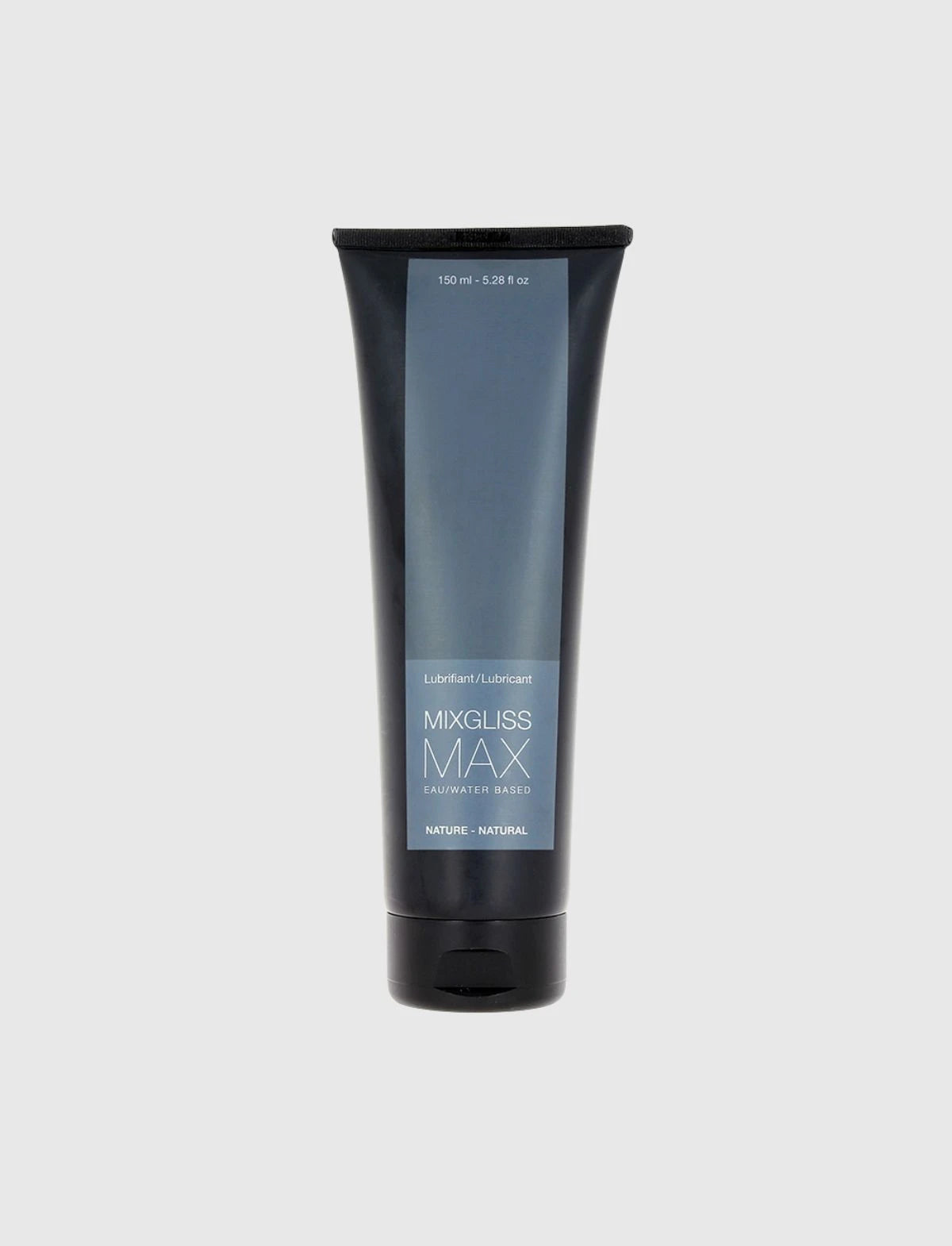 Tube of Mixgliss Max lubricant 150 ml on a light gray background