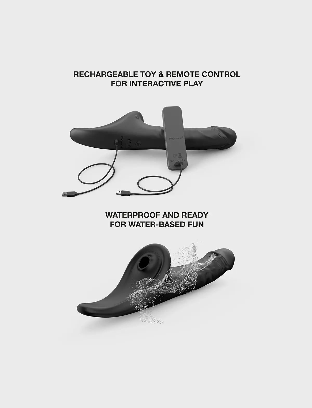 Dildo réaliste noir multi-orgasmes Strap-on-Me avec texture réaliste et finition lisse pour stimulation intense