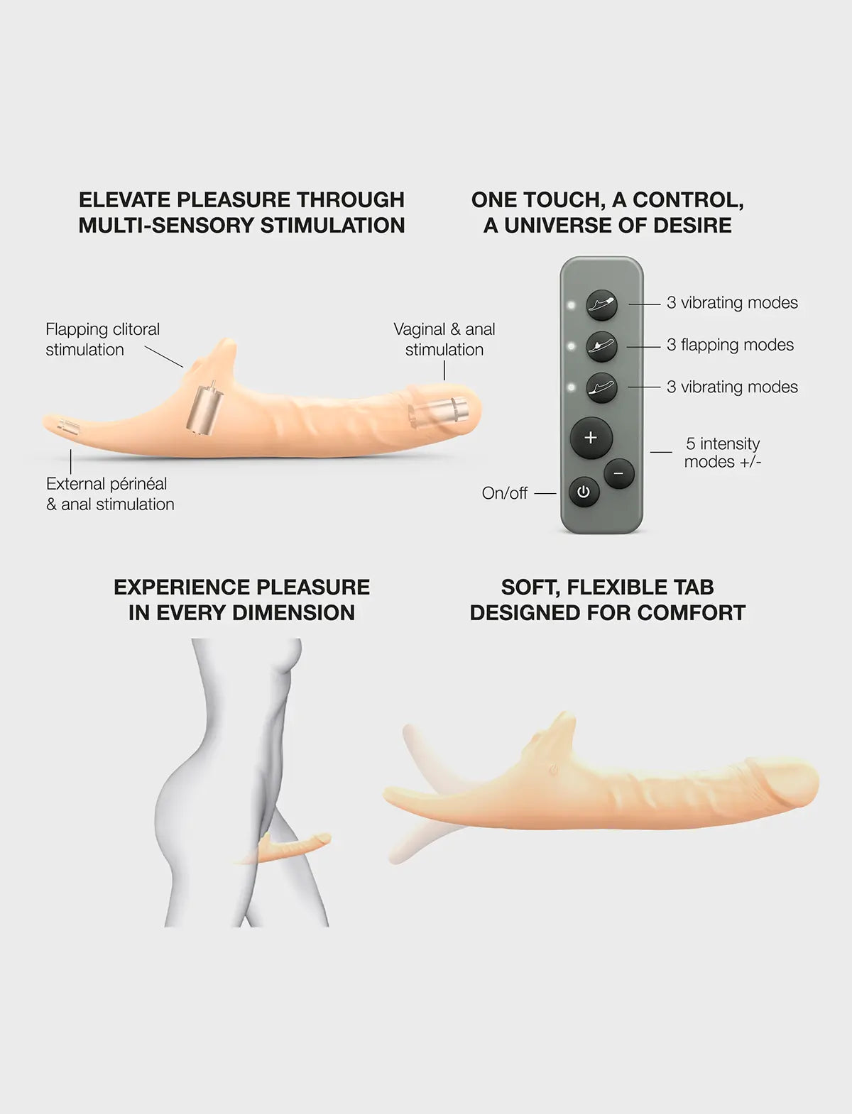 Dildo réaliste vanille multi-orgasmes Strap-on-Me avec texture réaliste et finition lisse pour stimulation intense