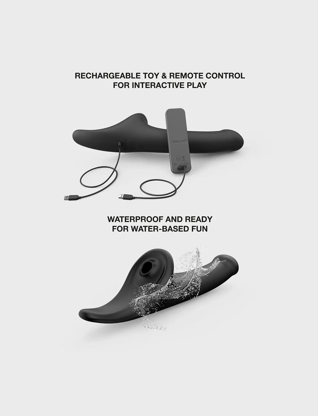 Semi-realistic multi-orgasm dildo, black design, Strap-On-Me collection