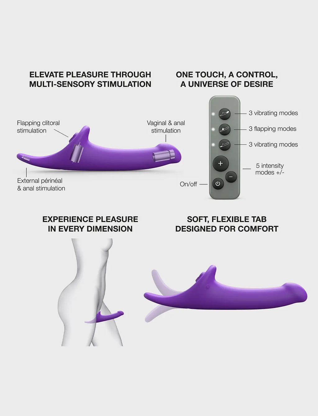 Semi-realistic multi-orgasm dildo, violet design, Strap-On-Me collection