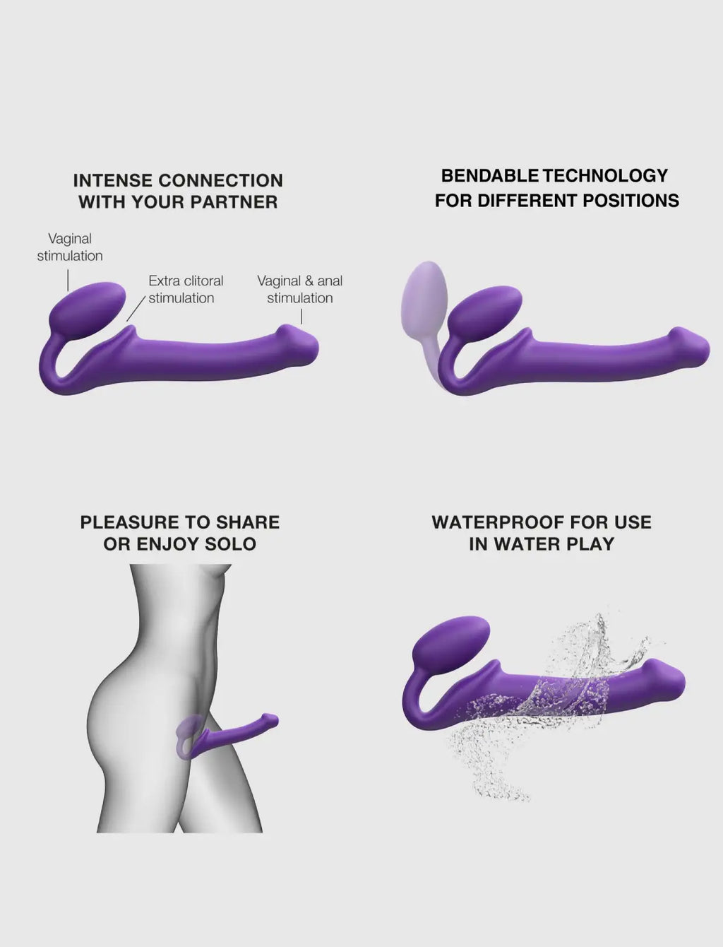 Classic non-vibrating strap-on, original version, purple design, Strap-On-Me collection