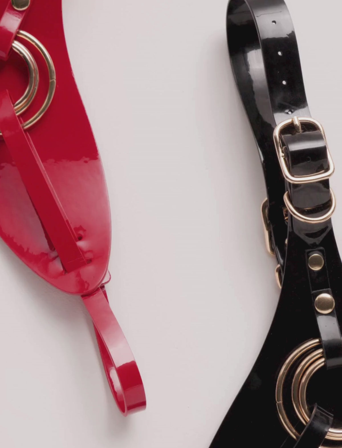 Faux leather harness Strap-on-Me Fabulous glossy red design with adjustable fit for comfortable and stylish wear