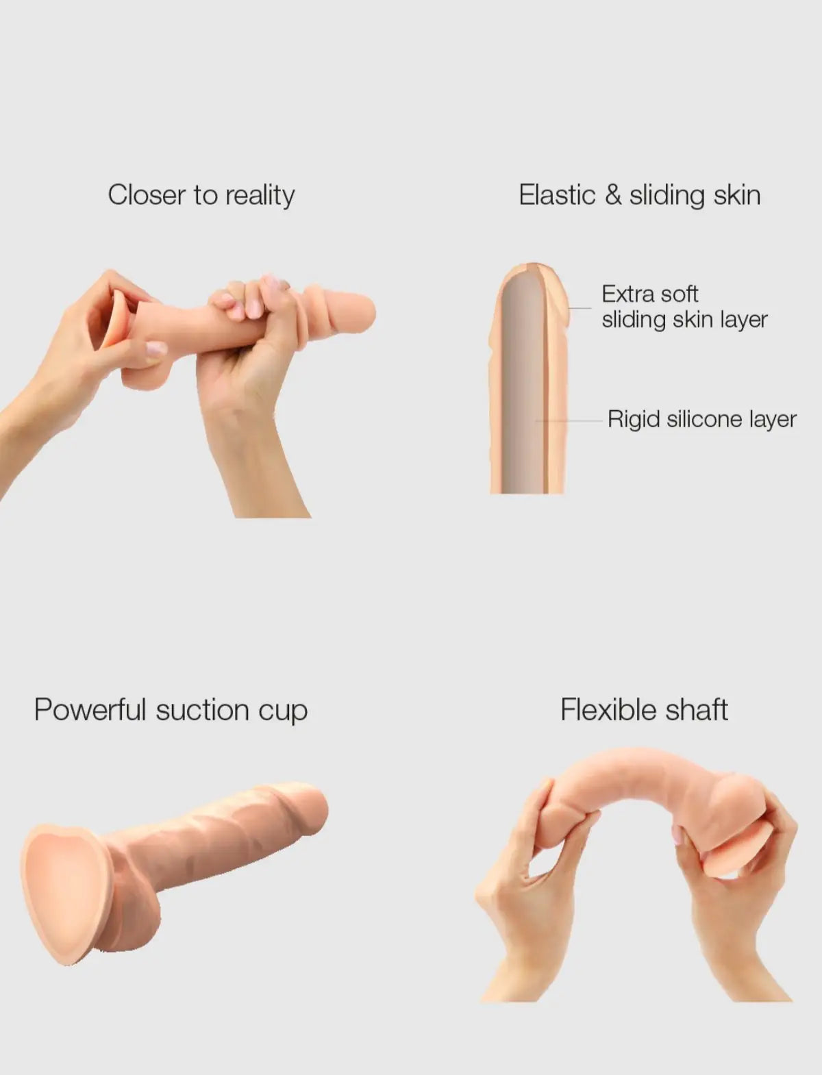 Sliding skin realistic dildo, vanilla design, Strap-On-Me collection